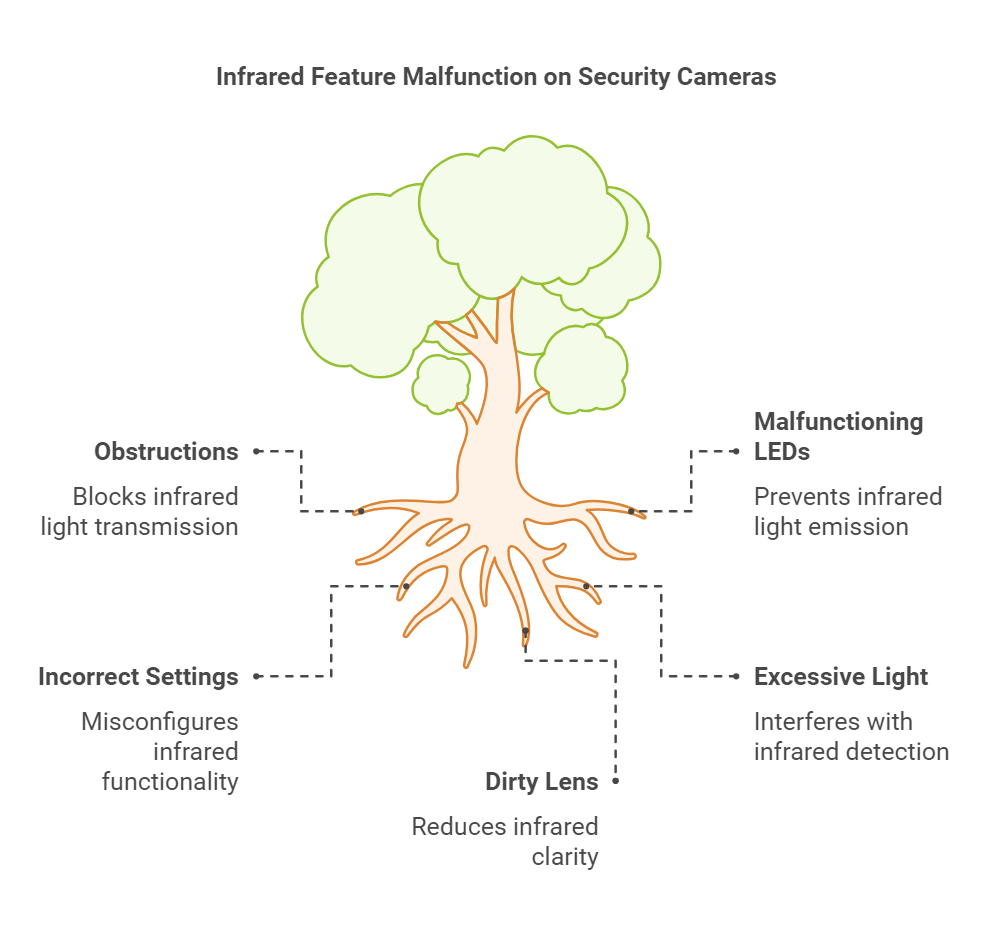Why is the infrared not working on security cameras?